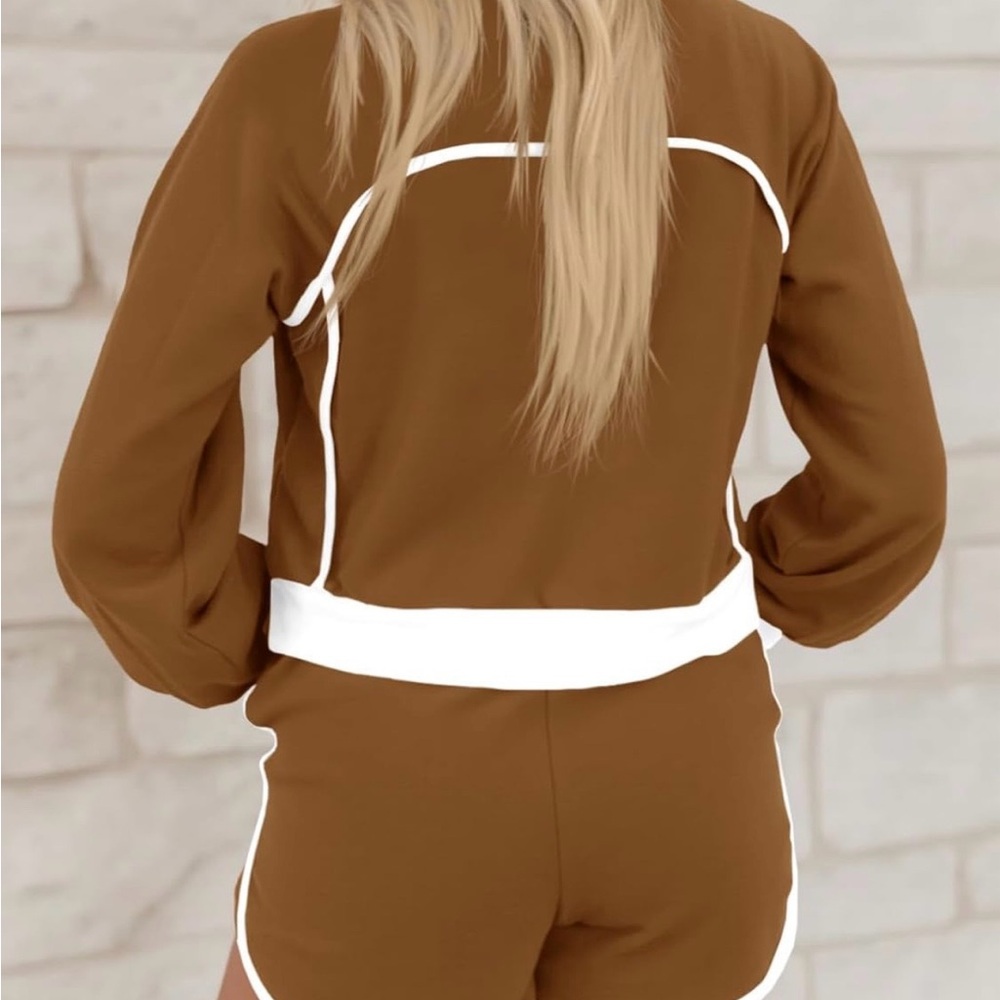 Brown and White Women's Lounge Set - Picture 2 of 7